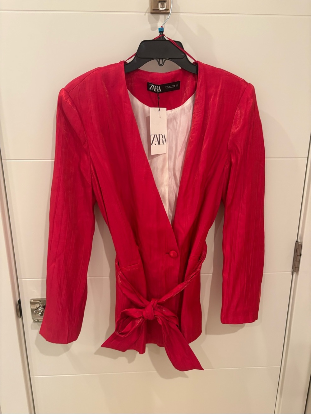 Zara Red Tie-Waist Blazer Jacket